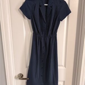 Monteau Navy Polka Dot Midi Button-Front Dress